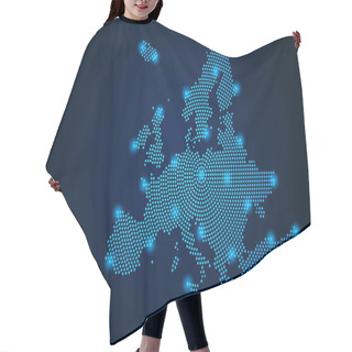 Personality  Abstract Image Europe Map From Point Blue And Glowing Stars On A Dark Background. Vector Illustration. Vector Eps 10. Hair Cutting Cape