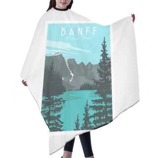 Personality  Banff National Park Poster, Vector Illustration Vintage Style. Hair Cutting Cape