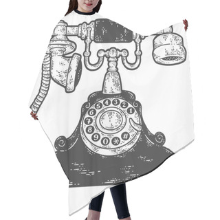 Personality  Vintage Telephone. Sketch Scratch Board Imitation Color. Hair Cutting Cape
