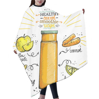 Personality  Healthy Carrot Smoothie Recipe, Vegetarian Smoothie Menu With Ingredients, Vegetables Set Sketch Hand Drawn Graphic Illustration Hair Cutting Cape