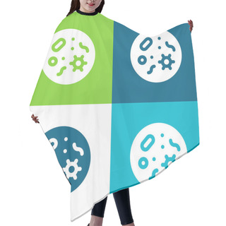 Personality  Bacteria Flat Four Color Minimal Icon Set Hair Cutting Cape