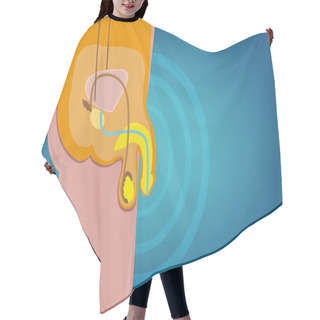 Personality  Male Reproductive System Cut Out Diagram With A Wave Focus For Concepts Like Health, Diseases, Sexuality And More. Editable ESP10 Vector Illustration. Hair Cutting Cape