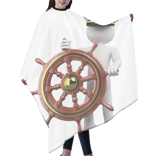 Personality  3D Captain Sailing A Wooden Rudder Hair Cutting Cape