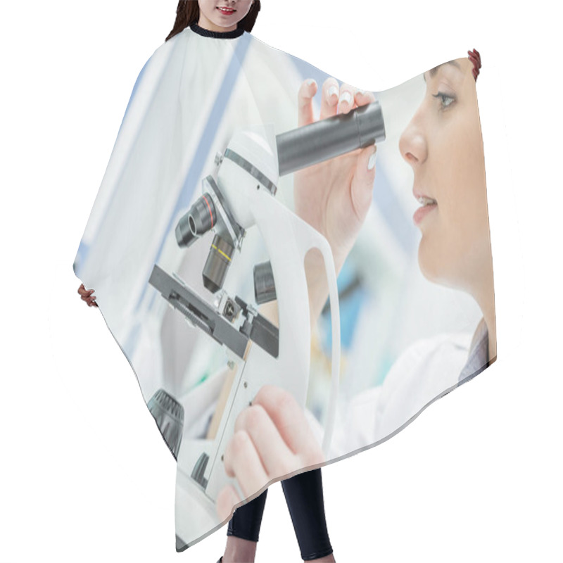 Personality  Scientist Working In Laboratory Hair Cutting Cape