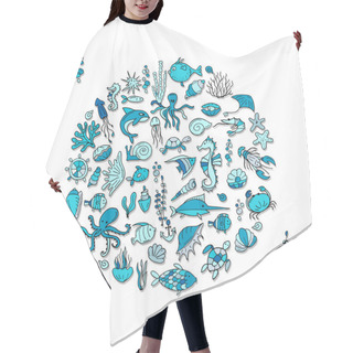 Personality  Marine Life, Sketch For Your Design Hair Cutting Cape