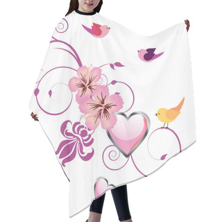 Personality  Floral Design With Birds Hair Cutting Cape
