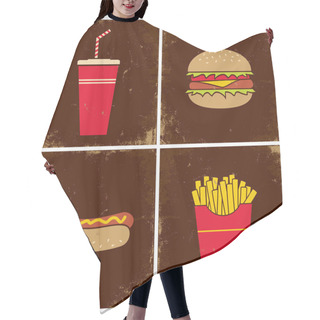 Personality  Four Illustrations Fast Food Hair Cutting Cape