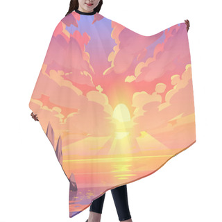 Personality  Sunset Or Sunrise In Ocean, Nature Landscape. Hair Cutting Cape