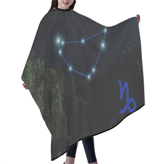 Personality  Dark Landscape With Night Starry Sky And Capricorn Constellation Hair Cutting Cape