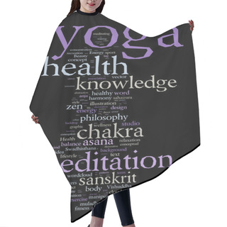 Personality  YOGA. Word Cloud Concept Illustration. Hair Cutting Cape