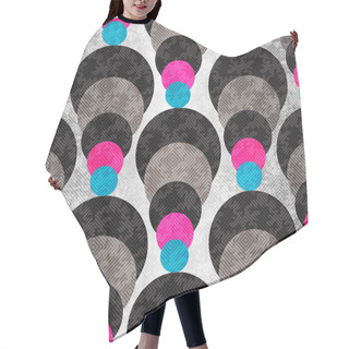 Personality  Colored Circles On A Gray Background With Illumination. Seamless Geometric Pattern. Grunge Effect. Hair Cutting Cape