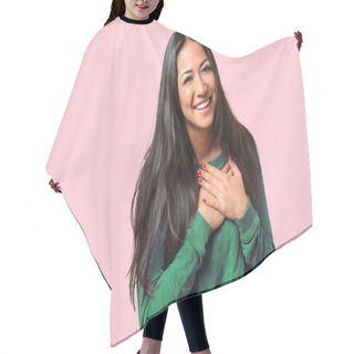 Personality  Young Woman Showing Her Heartfelt Gratitude Hair Cutting Cape