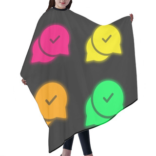 Personality  Approval Four Color Glowing Neon Vector Icon Hair Cutting Cape