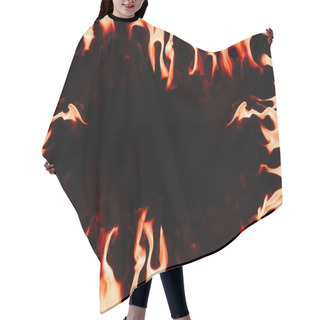 Personality  Frame With Burning Orange Flame With Blank Space In Middle On Black Backdrop Hair Cutting Cape