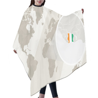 Personality  Zoom On Ivory Coast Map And Flag. World Map. Hair Cutting Cape