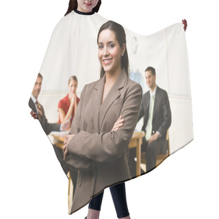 Personality  Businesswoman Smiling Hair Cutting Cape