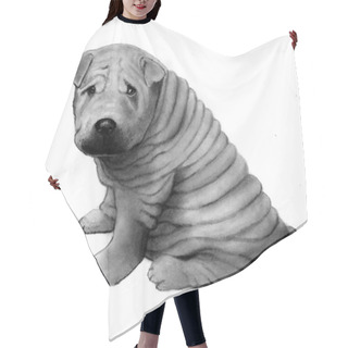 Personality  Pencil Drawing Of Chinese Shar-Pei Dog Hair Cutting Cape