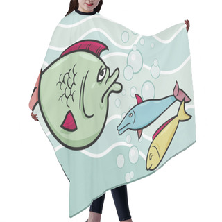 Personality  Big Fish In The Sea Cartoon Illustration Hair Cutting Cape