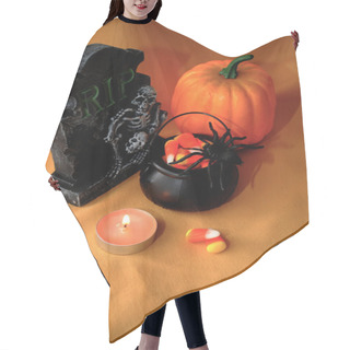 Personality  Spooky Halloween Decorations With Candy Corn Hair Cutting Cape