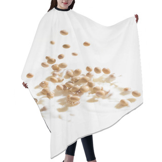 Personality  Raw Soybeans Splashing In Milk On White Background Hair Cutting Cape