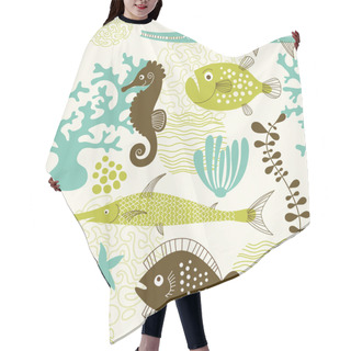 Personality  Seamless Pattern With Fishes Hair Cutting Cape