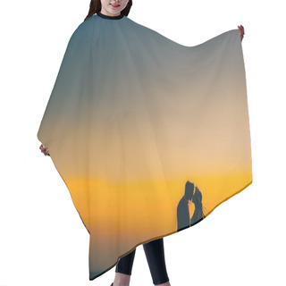 Personality  Silhouette Of Couple With Sunset   Hair Cutting Cape