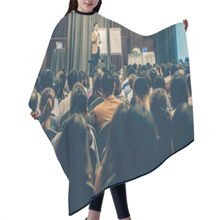 Personality  Abstract Blurred Photo Of Conference Hall Or Seminar Room With Attendee Background Hair Cutting Cape