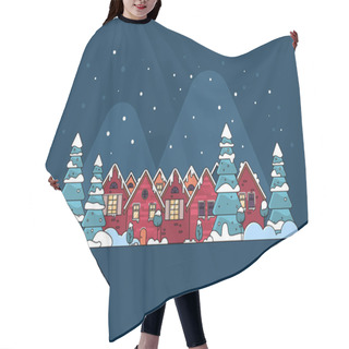 Personality  Cartoon Snow Home And Rural Cottages Set. Hair Cutting Cape