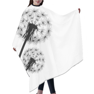 Personality  Black Silhouette Of A Dandelion On A White Background Hair Cutting Cape