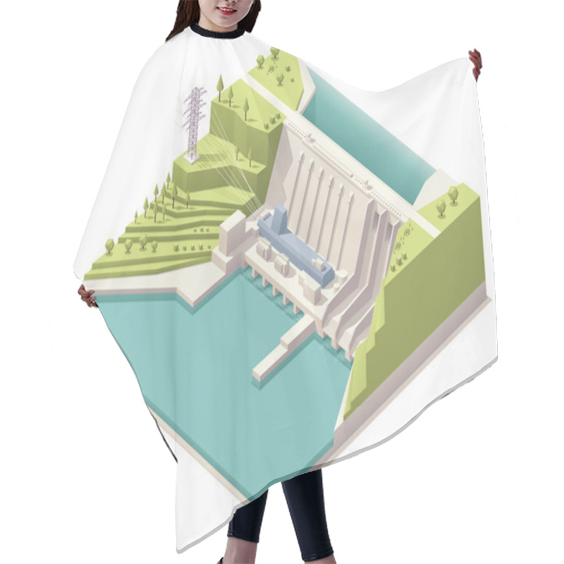 Personality  Isometric Hydroelectric Power Station Hair Cutting Cape