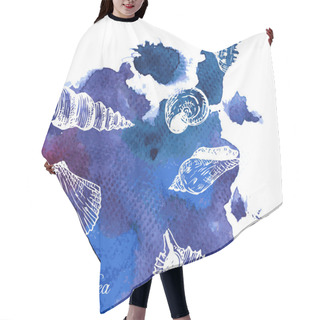 Personality  Shells At Watercolor Background Hair Cutting Cape