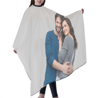 Personality  Happy Couple Embracing Hair Cutting Cape