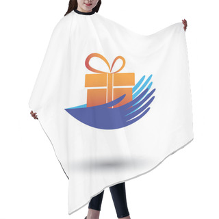 Personality  Concept Vector Graphic- Woman's Hands With Gift Icon(symbol) Hair Cutting Cape