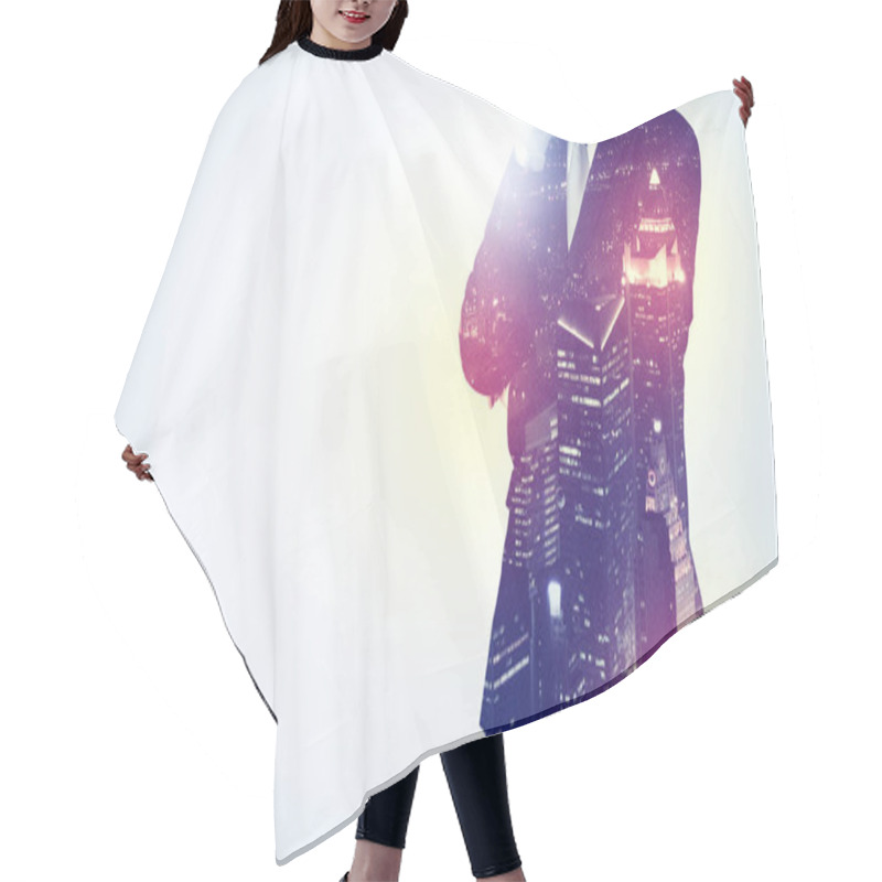 Personality  Young Man Thinking With City Wallpaper Hair Cutting Cape