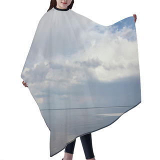 Personality  Peaceful Blue Sky With White Clouds Reflected In River Water Hair Cutting Cape