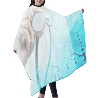 Personality  Doctor Hand Holds Virtual Molecular Structure Hair Cutting Cape