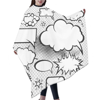 Personality  Comic Bubbles Collection. Funny Design Vector Items. Hair Cutting Cape