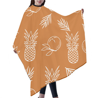 Personality  Seamless Pattern With Pineapples, Orange, Leaves. Tropical Fruit. Summer Background. Hair Cutting Cape