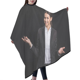 Personality  Attractive Young Businesswoman Hair Cutting Cape