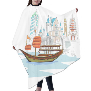 Personality  Hong Kong Cityscape Hair Cutting Cape