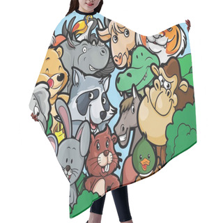 Personality  Animal Group Forest Scenery Hair Cutting Cape