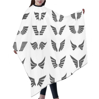 Personality  Set Of Black Wings Icons. Wings Badges. Collection Wings Badges. Vector Illustration Hair Cutting Cape