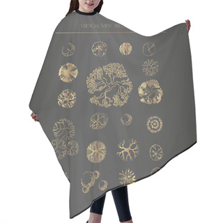 Personality  Set Of Vertical View Trees Symbols Hair Cutting Cape