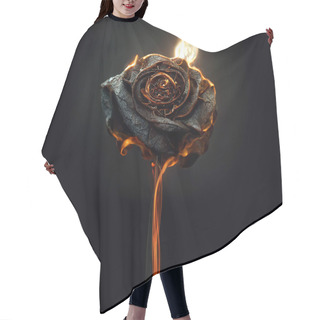 Personality  Aesthetic Burning Rose Flower, Realistic Flame Effect On Dark Background Hair Cutting Cape