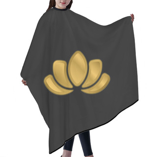 Personality  Beautiful Lotus Flower Gold Plated Metalic Icon Or Logo Vector Hair Cutting Cape