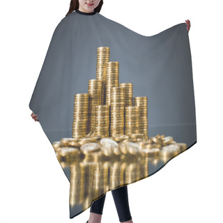 Personality  Very Many Rouleau Gold Monetary Or Change Coin, On Dark Background Hair Cutting Cape