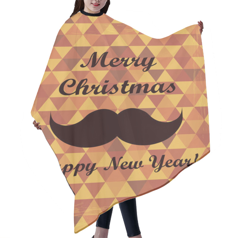 Personality  Retro Merry Christmas And New Years Card. Vintage Style. Hair Cutting Cape