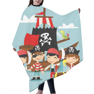 Personality  Retro Pirate Adventure Kids Scene Hair Cutting Cape