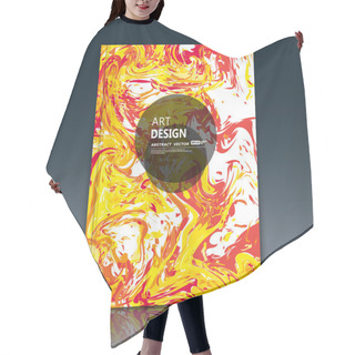 Personality  Abstract A4 Brochure Title Sheet, Swirl Text Frame Icon, Stain Blotch Deco, Creative Grunge Figure, Logo Sign, Paint Blob, Yellow, Red, Orange Curve Lines, Firm Banner Form, Blur Blot, Flier Fashion, Daily Periodical Issue Fancy EPS10 Illustration Hair Cutting Cape