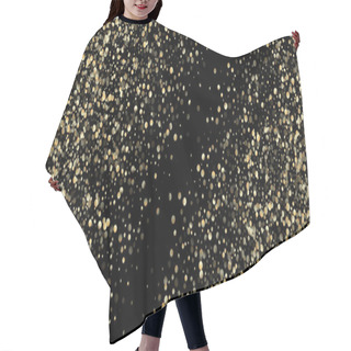 Personality  Gold Confetti Shower On Black. Expensive New Year Christmas Celebration Frame. Rich Gold, Silver Foil Winter Confetti. Golden Sequins, Falling Down Xmas Stars. Golden Sequins, Falling Stars Hair Cutting Cape